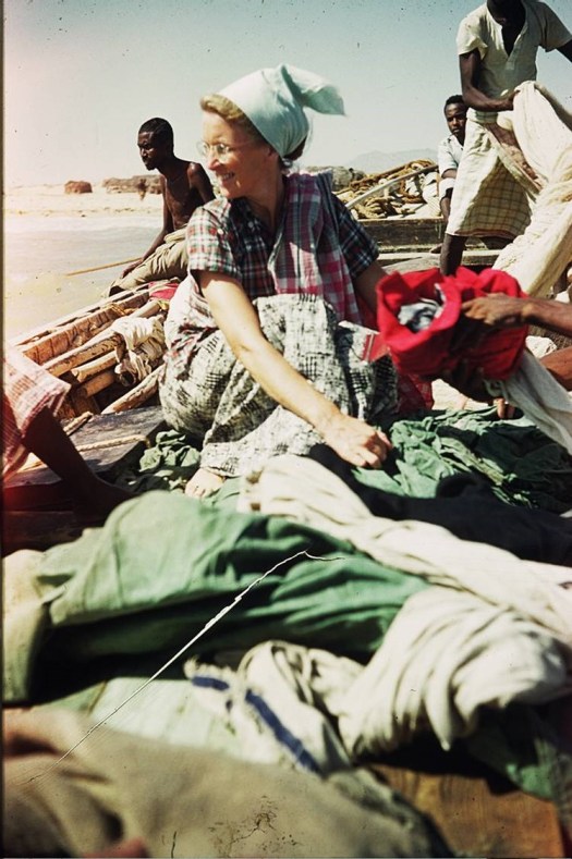 Young Edith Parker on boat